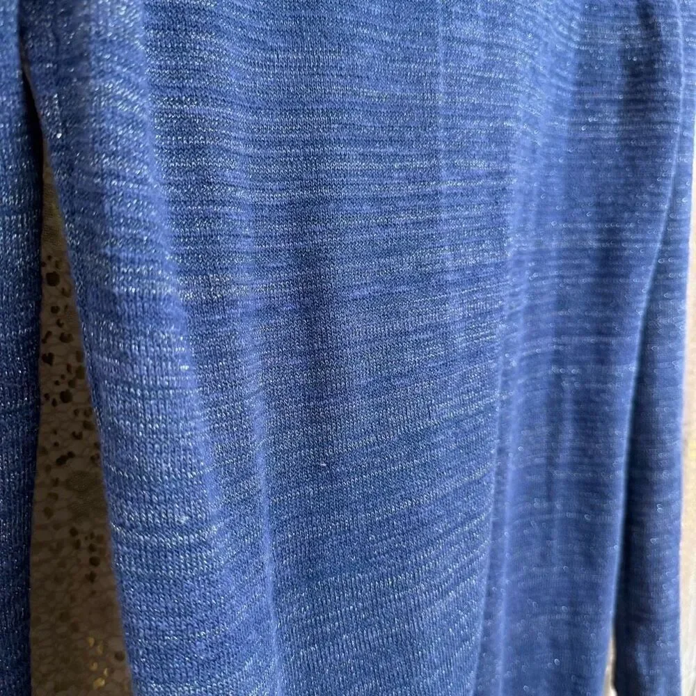 Free‎ People Navy Blue Metallic Lace Inset Turtleneck Sweater Small